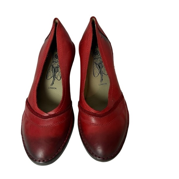 Fly London Womens Red Leather Wedge Pumps Heels Size US 7.5 EU 38 - Picture 5 of 11